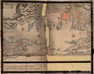 Situatie van de stad Christiansand met omliggende rivieren